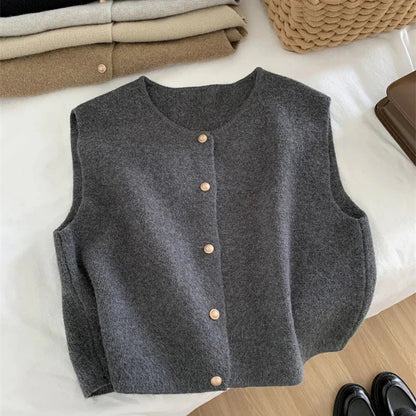 Classic Knit Button-Up Vest | Soft Knit Fabric | Sleeveless Layer | Timeless Style