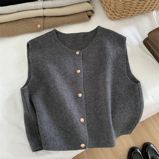 Classic Knit Button-Up Vest | Soft Knit Fabric | Sleeveless Layer | Timeless Style