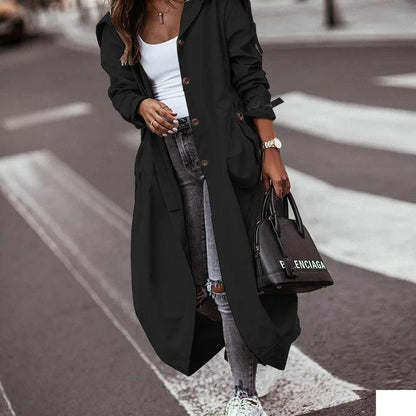 Oversized Hooded Trench Coat | Lightweight and Water-Resistant | Longline Design | Casual Street Style