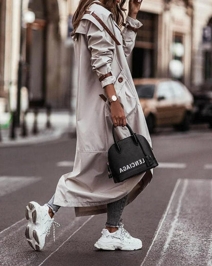 Oversized Hooded Trench Coat | Lightweight and Water-Resistant | Longline Design | Casual Street Style
