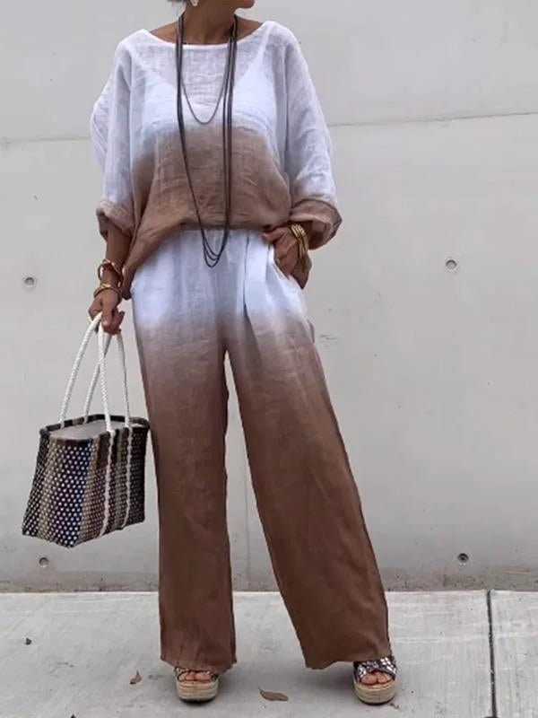 Two-Piece Ombre Loungewear Set | Lightweight Layering with Gradient Colour Wash
