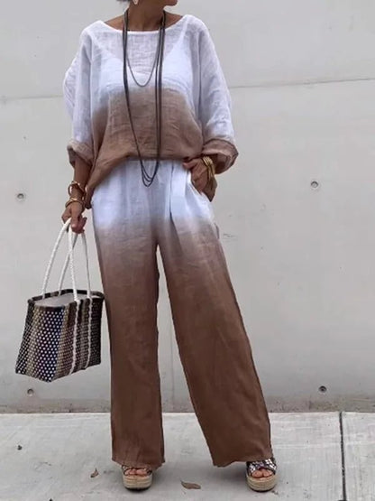 Two-Piece Ombre Loungewear Set | Lightweight Layering with Gradient Colour Wash