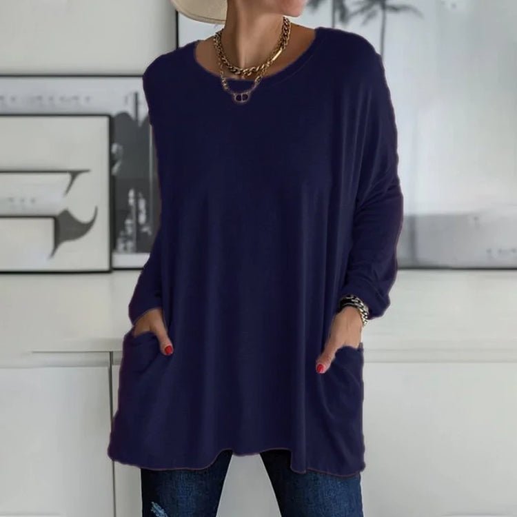 Relaxed Fit Tunic Top | Lightweight Knit | Side Pockets