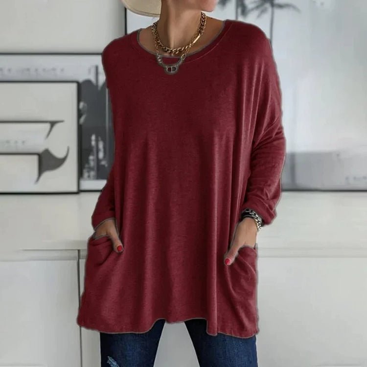 Relaxed Fit Tunic Top | Lightweight Knit | Side Pockets
