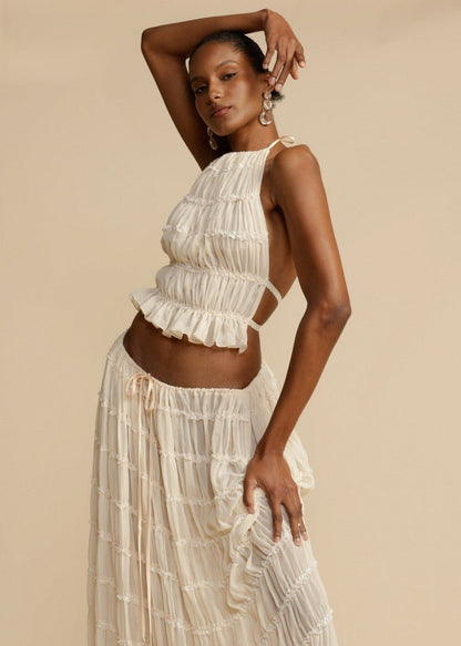Pleated Halter Set | Textured Layers | Lightweight Resort Fit