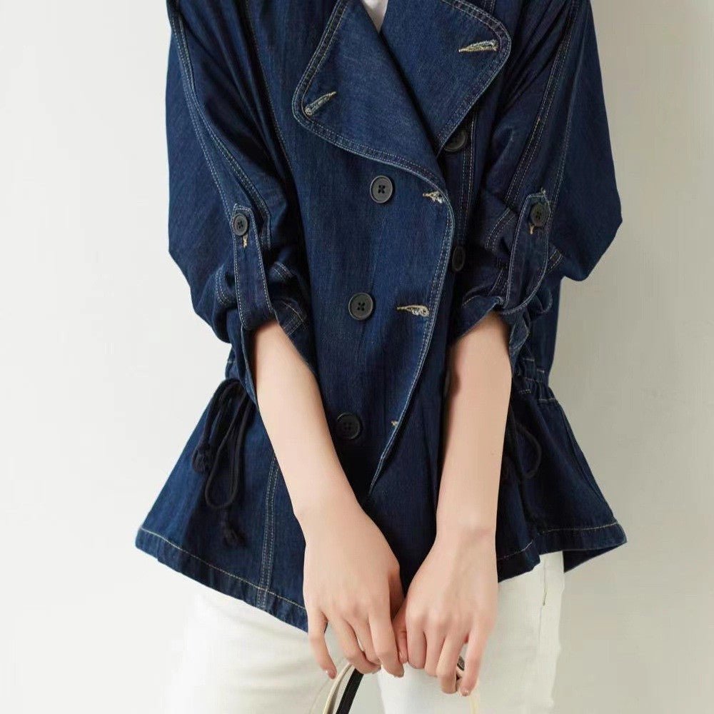 Denim Trench Jacket | Relaxed Fit | Double-Breasted Style | Casual Outerwear