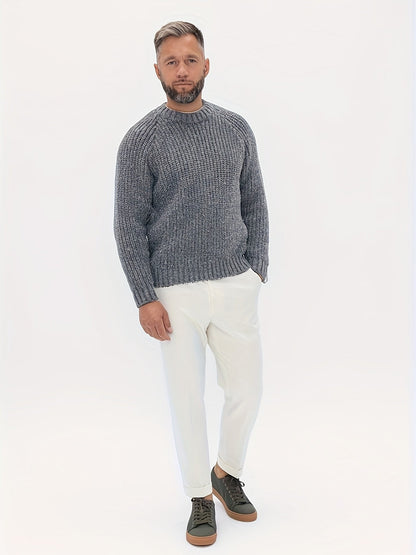 Men’s Chunky Ribbed Knit Sweater | Relaxed Crewneck | Cold-Weather Essential