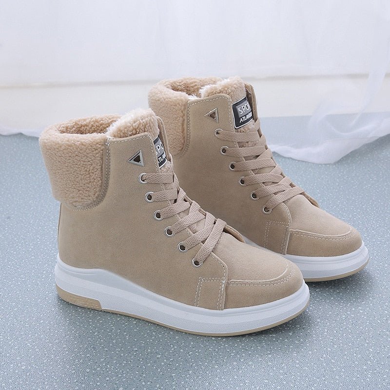 Fleece-Lined High-Top Sneakers | Faux Suede | Warm Winter Casual Shoes