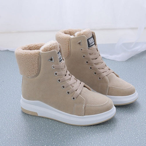 Fleece-Lined High-Top Sneakers | Faux Suede | Warm Winter Casual Shoes