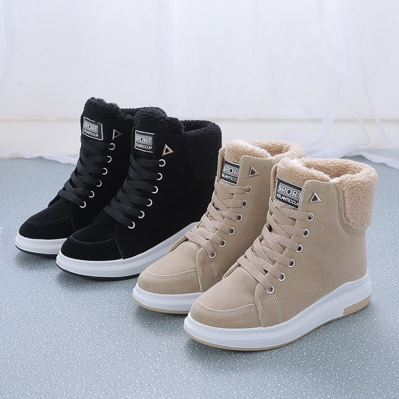 Fleece-Lined High-Top Sneakers | Faux Suede | Warm Winter Casual Shoes