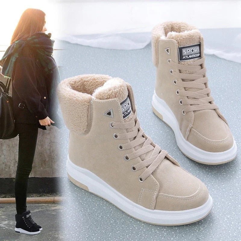Fleece-Lined High-Top Sneakers | Faux Suede | Warm Winter Casual Shoes