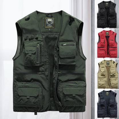 Men's Multi-Pocket Utility Vest | Outdoor Fishing & Hiking Gear | Lightweight Design