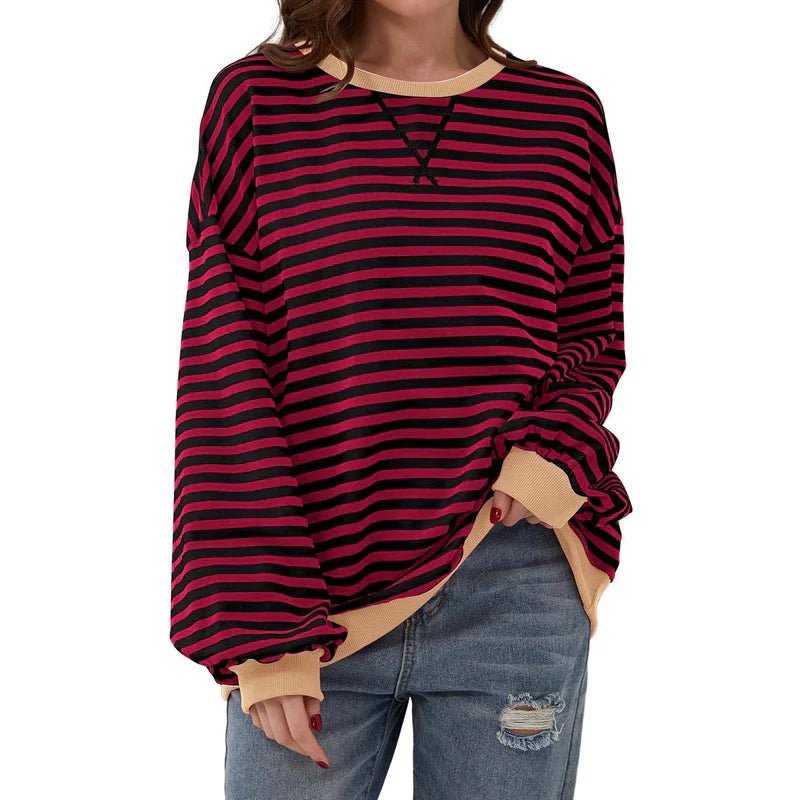 Striped Colour-Block Sweater | Casual Relaxed Fit | Lightweight Knit