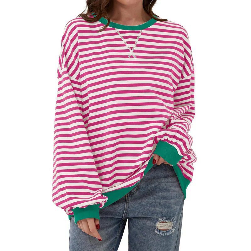 Striped Colour-Block Sweater | Casual Relaxed Fit | Lightweight Knit