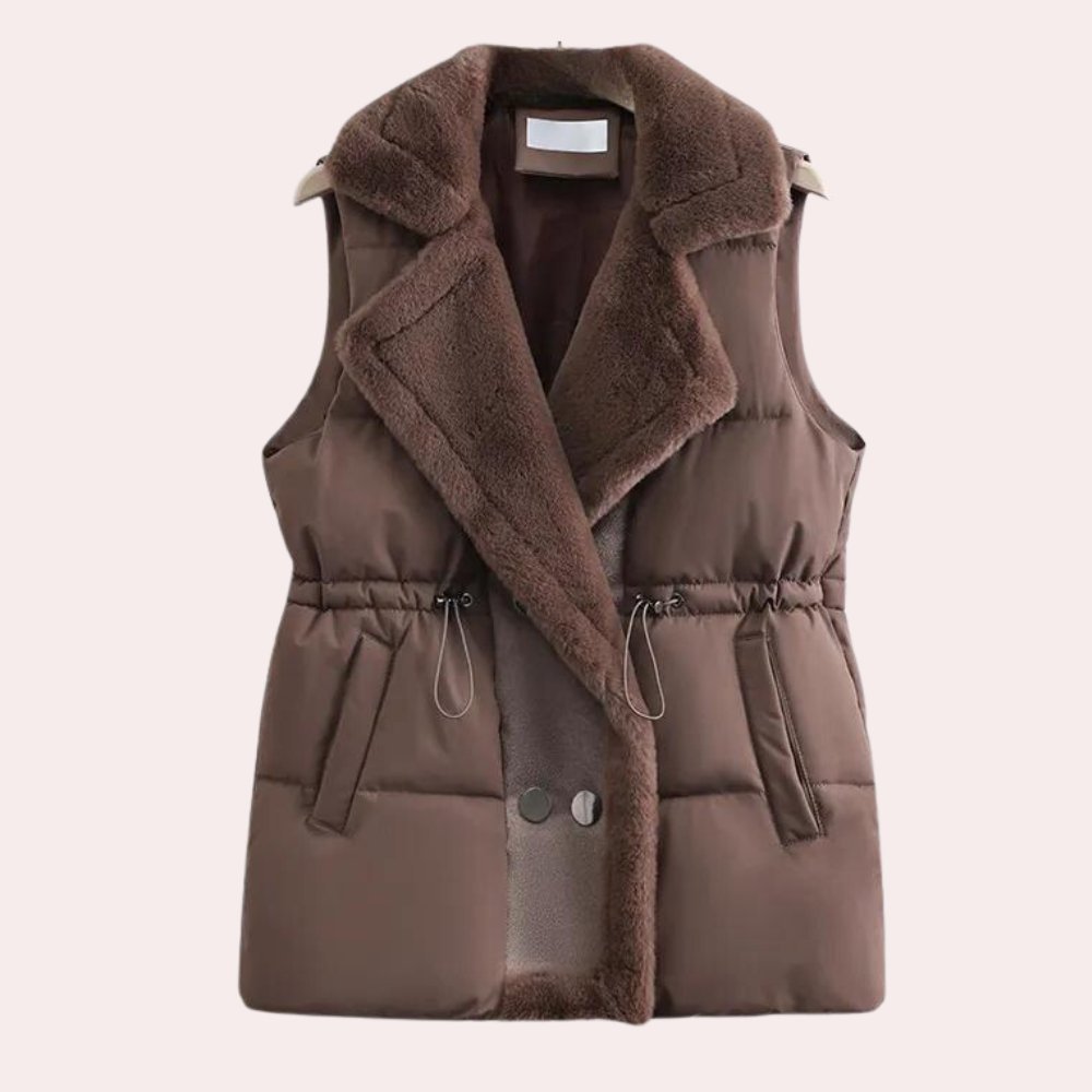 Faux Fur-Lined Puffer Vest | Adjustable Waist | Warm Layer | Casual Winter Wear