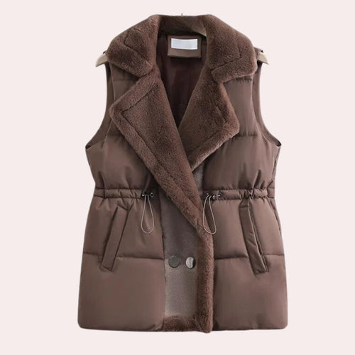 Faux Fur-Lined Puffer Vest | Adjustable Waist | Warm Layer | Casual Winter Wear