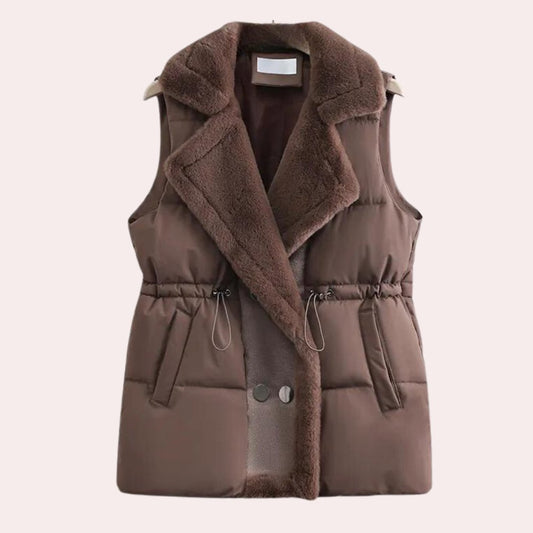 Faux Fur-Lined Puffer Vest | Adjustable Waist | Warm Layer | Casual Winter Wear