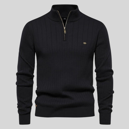 Men's Ribbed Half-Zip Sweater | Structured Knit | Versatile Cool-Weather Layer