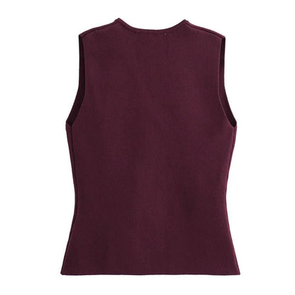 V-Neck Knit Vest | Button-Up Design | Soft Stretch Fabric | Layering Essential