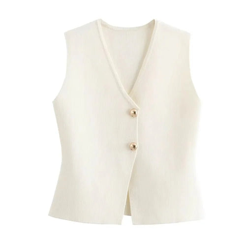 V-Neck Knit Vest | Button-Up Design | Soft Stretch Fabric | Layering Essential