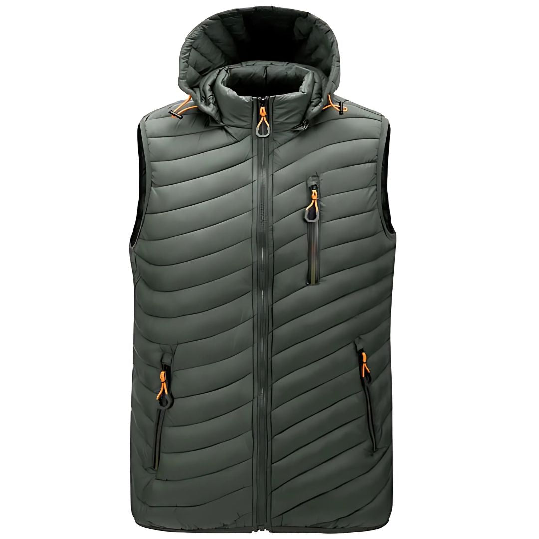 Men’s Lightweight Puffer Vest | Insulated Sleeveless Jacket | Transitional Layer with Hood