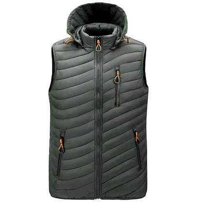 Men’s Lightweight Puffer Vest | Insulated Sleeveless Jacket | Transitional Layer with Hood