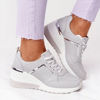 Elevated Mesh Wedge Sneakers | Lace-Up Platform | Colourblock Street Style