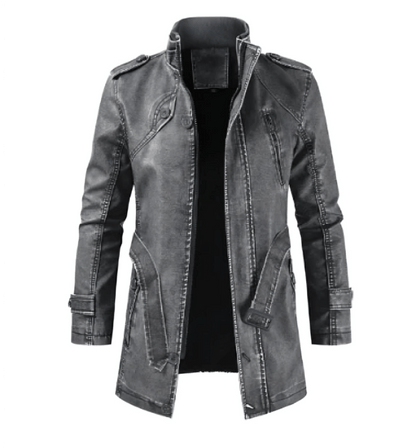 Men's Distressed Faux Leather Trench Coat | Vintage Style | Longline Design