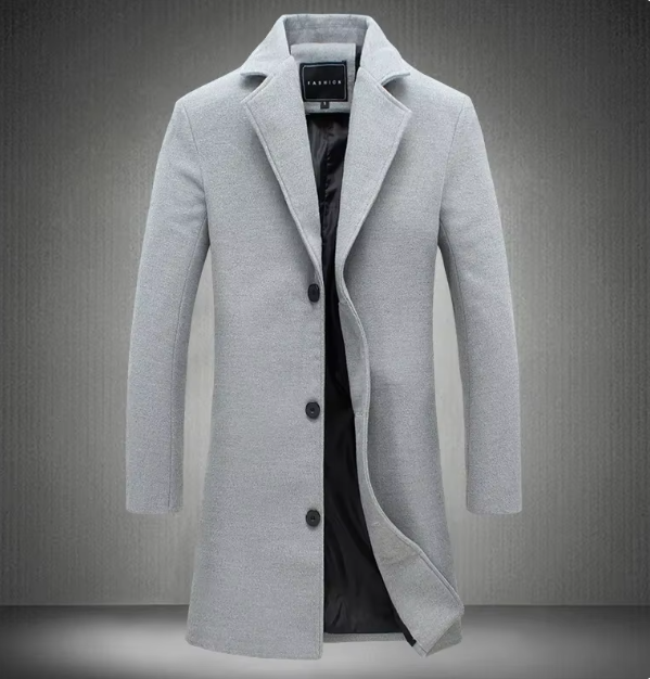 Men’s Wool-Blend Overcoat | Single-Breasted Classic Fit | Midweight Fall Jacket