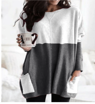 Longline Pocket Sweatshirt Tunic | Oversized Casual Loungewear Top