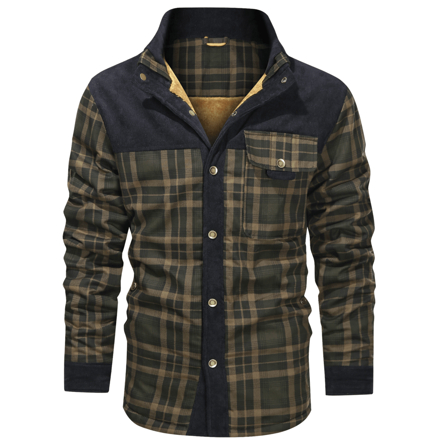 Men’s Plaid Overshirt | Contrast Yoke Shirt Jacket | Brushed Casual Layer