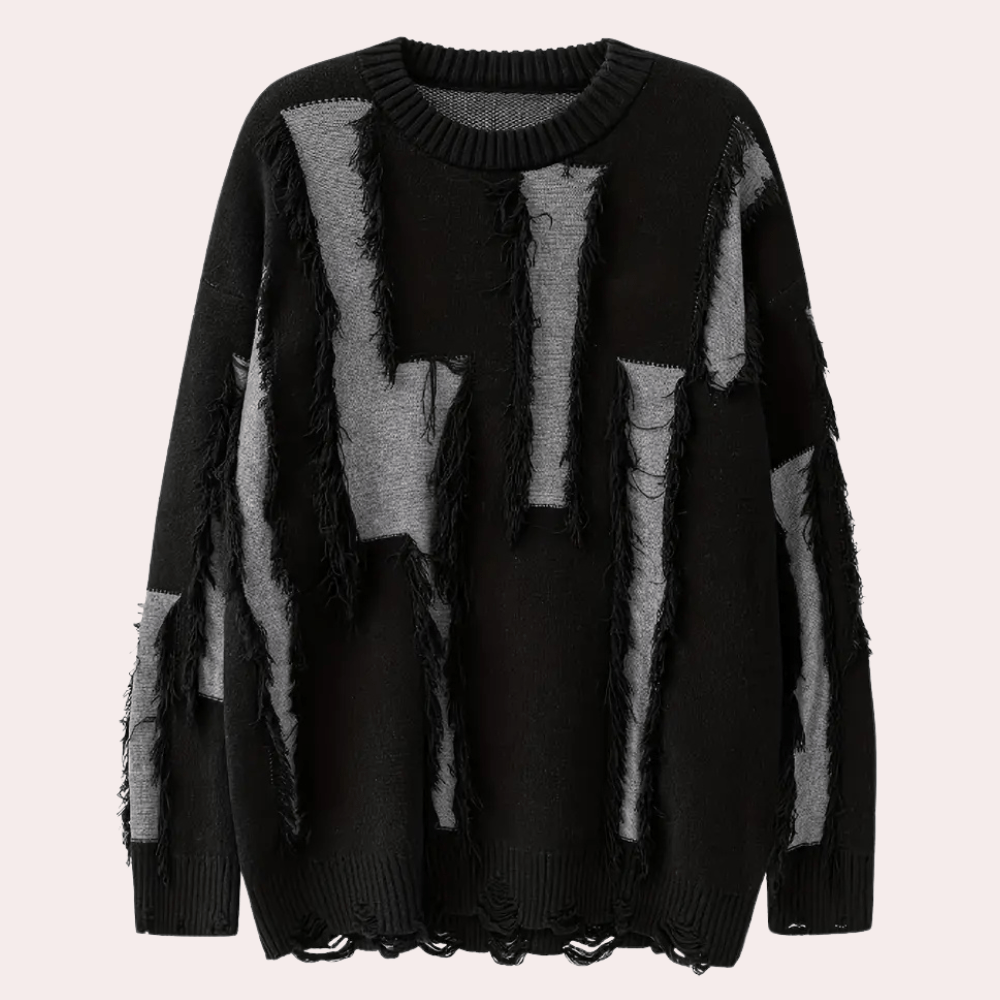Abstract Distressed Knit Sweater | Oversized Fit | Soft Acrylic Blend | Edgy Streetwear