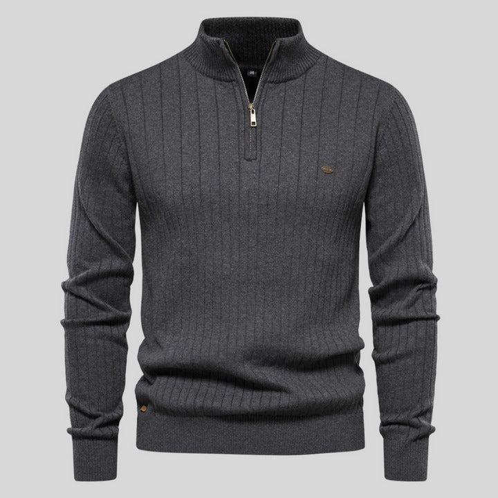 Men's Ribbed Half-Zip Sweater | Structured Knit | Versatile Cool-Weather Layer