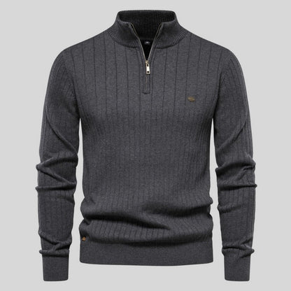 Men's Ribbed Half-Zip Sweater | Structured Knit | Versatile Cool-Weather Layer