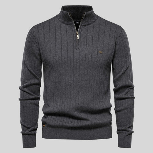 Men's Ribbed Half-Zip Sweater | Structured Knit | Versatile Cool-Weather Layer