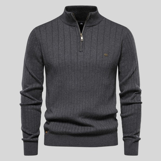 Men's Ribbed Half-Zip Sweater | Structured Knit | Versatile Cool-Weather Layer