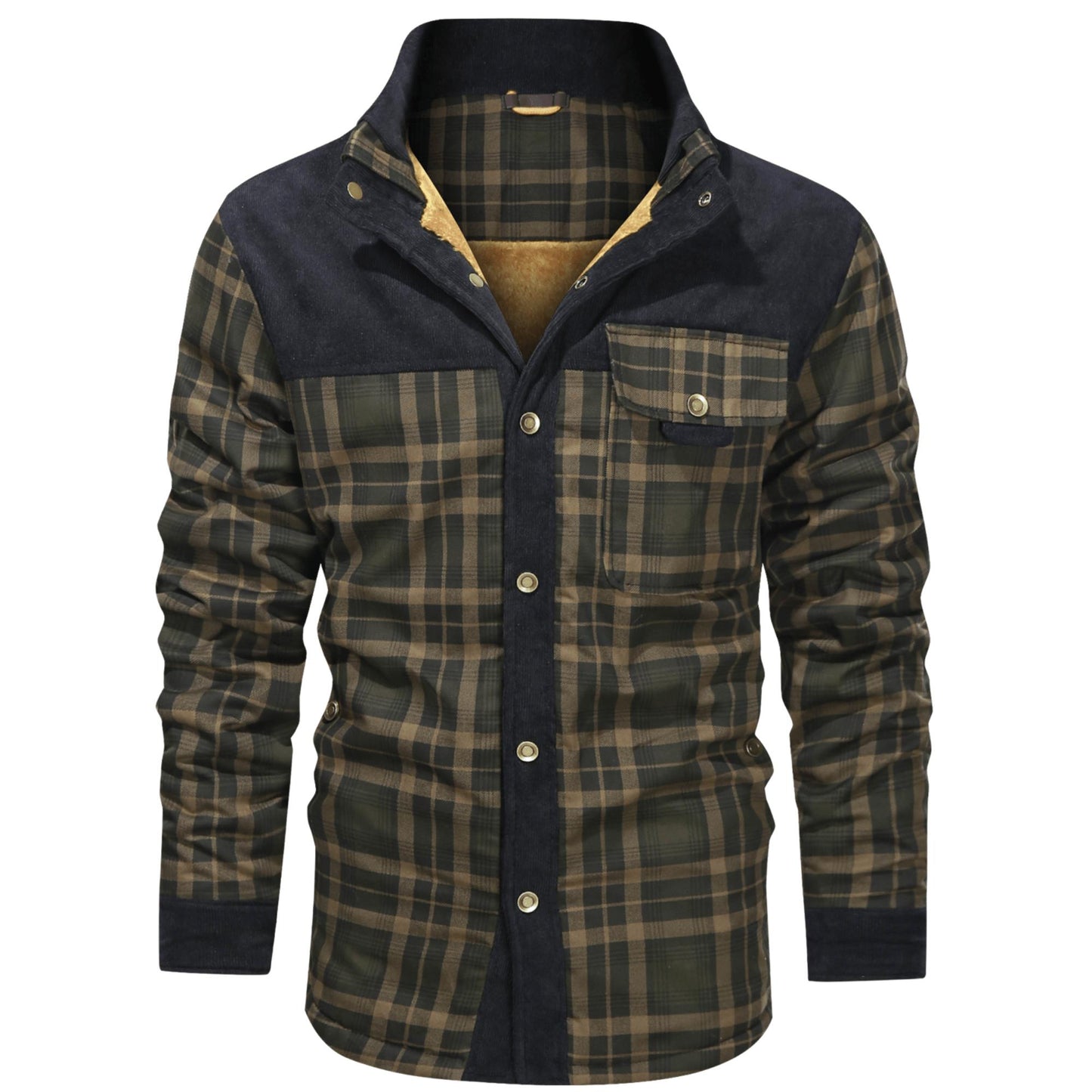 Men’s Plaid Overshirt | Contrast Yoke Shirt Jacket | Brushed Casual Layer
