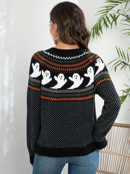 Nordic-Inspired Animal Pattern Cardigan | Button-Up Knit | Wool Blend | Cosy Winter Layer