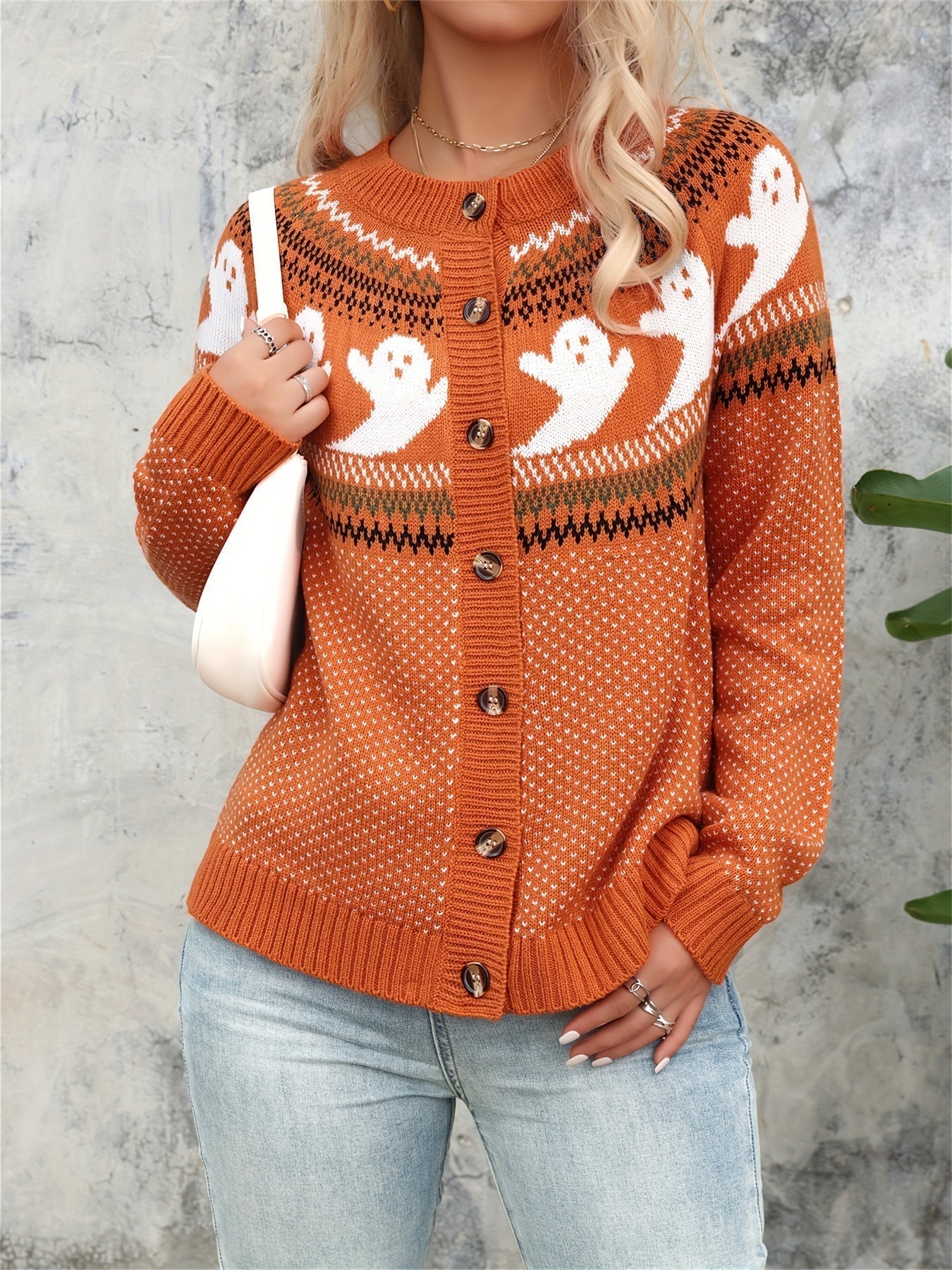 Nordic-Inspired Animal Pattern Cardigan | Button-Up Knit | Wool Blend | Cosy Winter Layer
