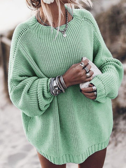 Chunky Knit Pullover Sweater | Slouchy Fit | Ribbed Trim Detail