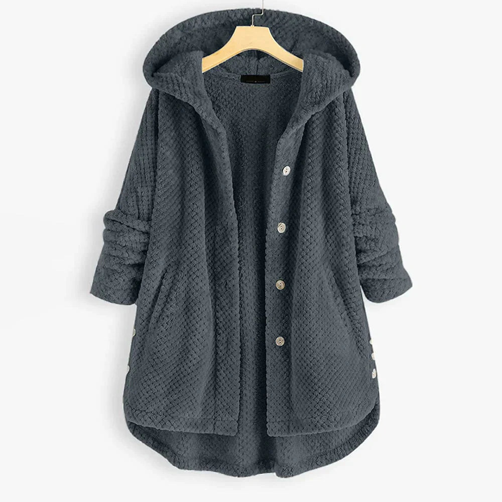 Fleece-Lined Hooded Button-Up Coat | Plush Warmth | Relaxed Fit | Winter Casual Layer