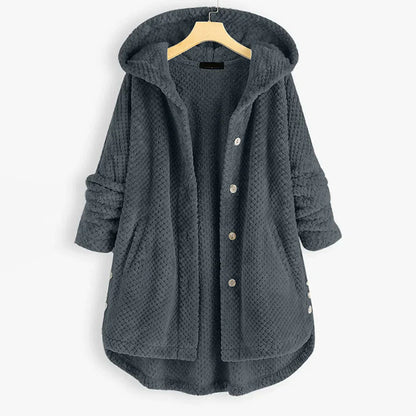 Fleece-Lined Hooded Button-Up Coat | Plush Warmth | Relaxed Fit | Winter Casual Layer