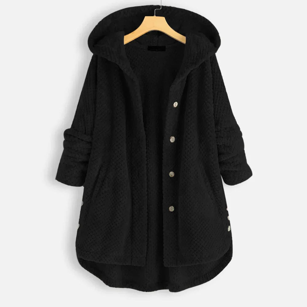 Fleece-Lined Hooded Button-Up Coat | Plush Warmth | Relaxed Fit | Winter Casual Layer