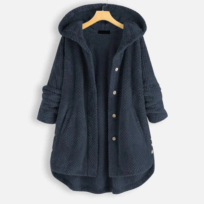 Fleece-Lined Hooded Button-Up Coat | Plush Warmth | Relaxed Fit | Winter Casual Layer