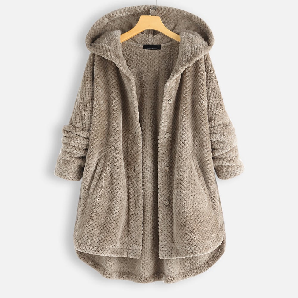 Fleece-Lined Hooded Button-Up Coat | Plush Warmth | Relaxed Fit | Winter Casual Layer