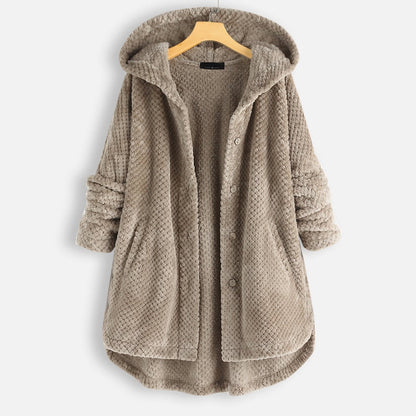 Fleece-Lined Hooded Button-Up Coat | Plush Warmth | Relaxed Fit | Winter Casual Layer