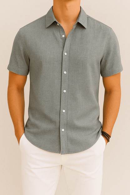 Men's Button-Up Knit Shirt | Casual Short Sleeve | Textured Summer Essential