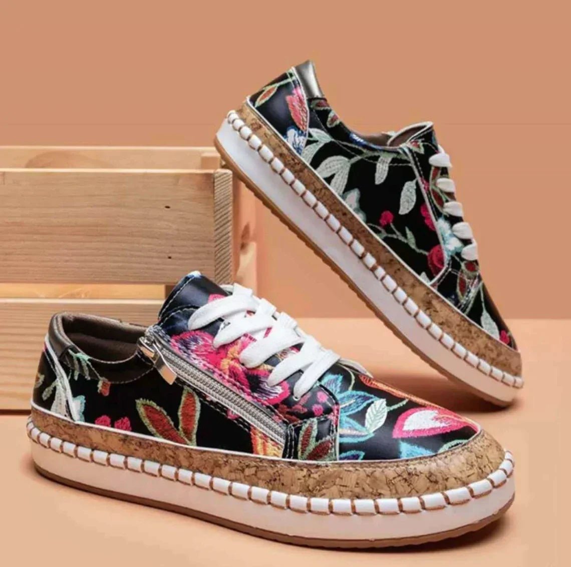 Lace-Up Sneakers | Side Zip Detail | Casual Spring Style