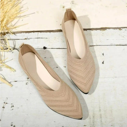 Pointed Toe Knit Flats | Flexible Slip-On Design | Everyday Comfort Shoe