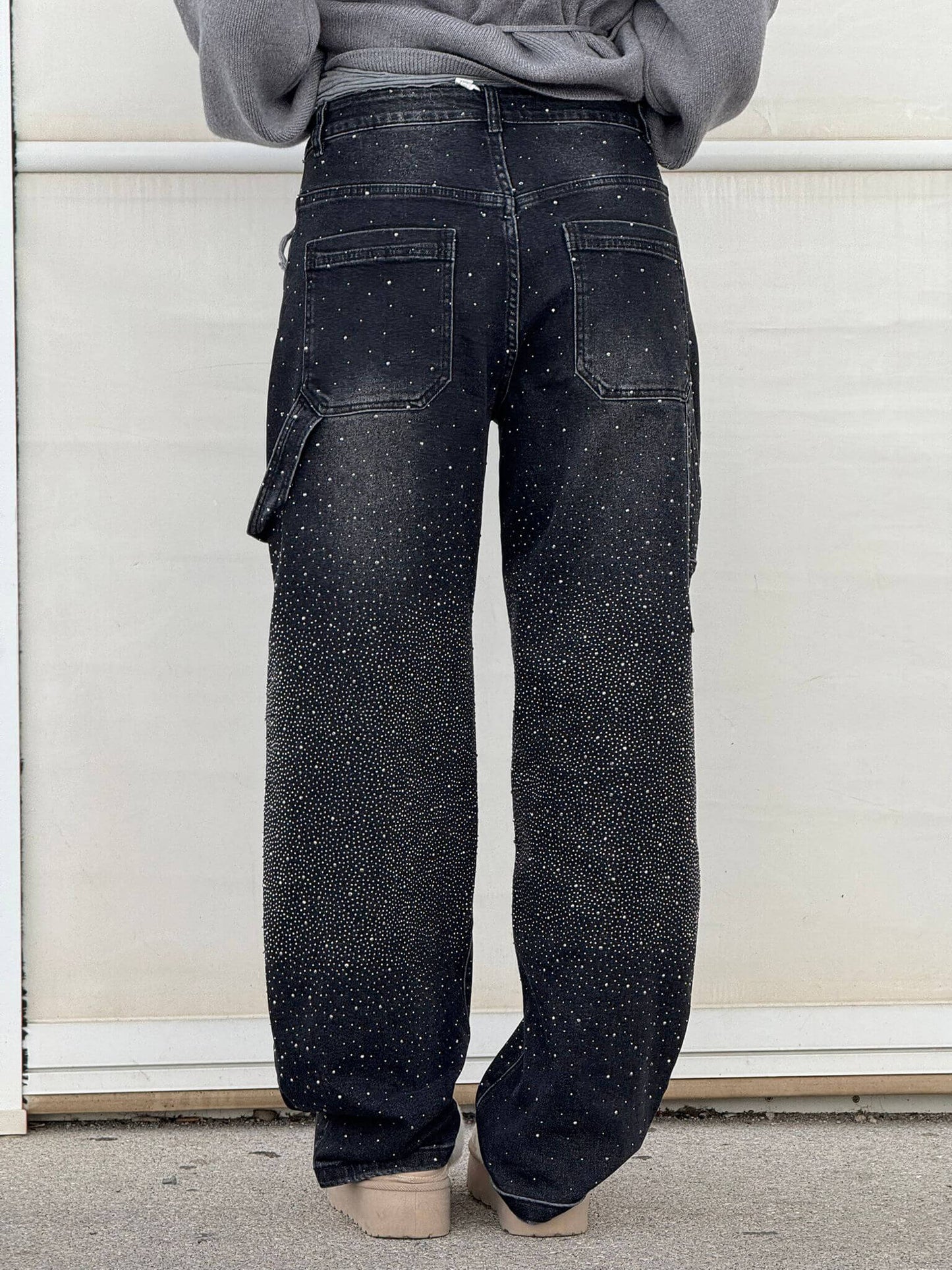 Rhinestone Cargo Jeans | Wide Leg Fit | Sparkle Street Style
